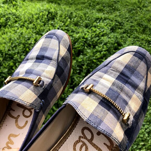 SAM EDELMAN Loraine Loafer Womens Sz 9 Blue Checkered Slip On Plaid Shoes Flat - Picture 12 of 15